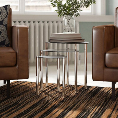 Aspect Furniture Arena Set Of 3 Nesting Tables-Clear from B&Q