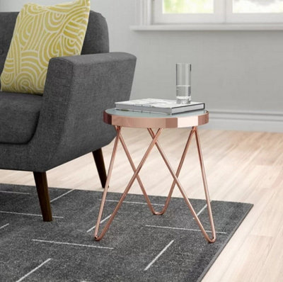 Aspect Furniture Puccini Mirrored Top Table/glass Round Side/end/lamp TableCopper from B&Q