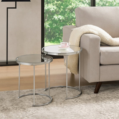 Aspect Furniture Visio Set Of 2 Mirror Round Nest Side Chrome Base from B&Q