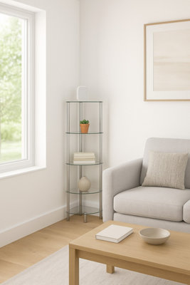 Aspect Furniture 5-Tier Clear Glass Corner Rack-Polo 5Tier Display Glass Unit/bathroom Rack from B&Q
