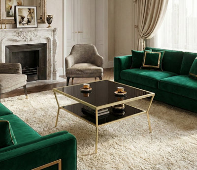 Aspect Furniture Fusion Glass Coffee/cocktail TableBrass Frame/black Glass from B&Q