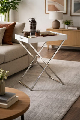 Aspect Furniture Hotel Style Hopkins Foldable Detachable Butler Table/serving Tray,white from B&Q