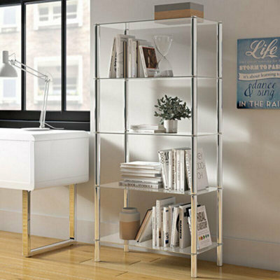 Aspect Furniture Contour 5-Tier Clear Glass Shelving Display Glass Unit from B&Q