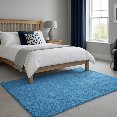 Aspect Furniture Cosy Plush Soft Shaggy Rug,teal from B&Q
