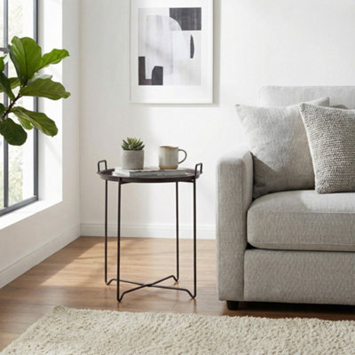 Aspect Furniture Niro Fordable Side Table With Tray,removable Serving Tray,dark Brown- from B&Q