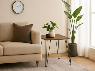 Aspect Furniture Eros Vintage Style Manufacturer Wood Side End Table With Hairpin Legs from B&Q