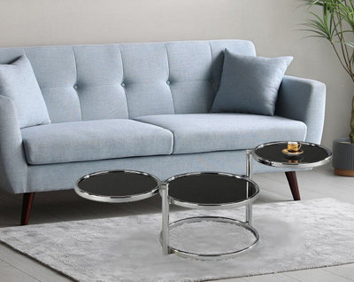 Aspect Furniture Eternity Glass Coffee Table With Swivel Motion,metal Chrome/black Glass from B&Q