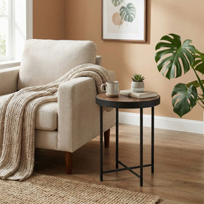 Aspect Furniture Arcadia Round Vintage Industrial Style Side/end Table,mdf/metal from B&Q