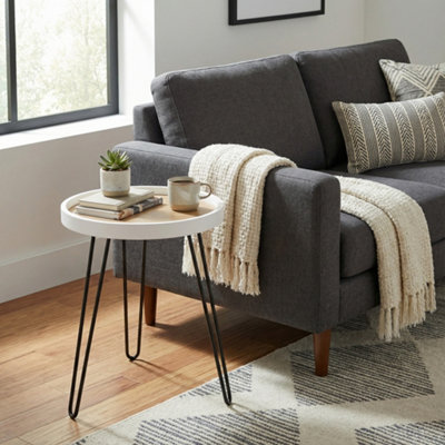 Aspect Furniture Maisie Mdf And Steel Side Table-Ash Veneer TopBlack Hairpin Style Leg from B&Q
