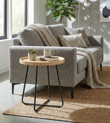 Aspect Furniture Sasha Wooden Tray/round Side End Table (Oak Veneer/black Frame) from B&Q