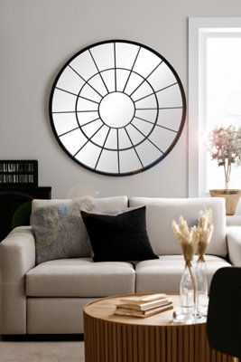 Aspect Furniture Round Window Industrial Metal MirrorBlack80 Dia X 5(D) Cm from B&Q