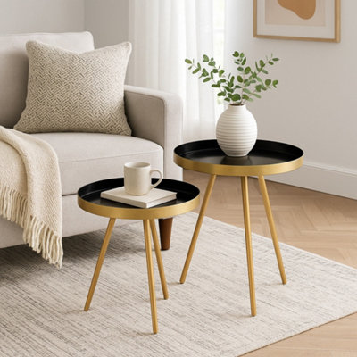 Aspect Furniture Ava Gold And Black Metal Nest Of 2 Table from B&Q