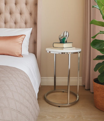 Aspect Furniture Paloma Round Side/end TableGlossy White Tops And Chrome Base from B&Q