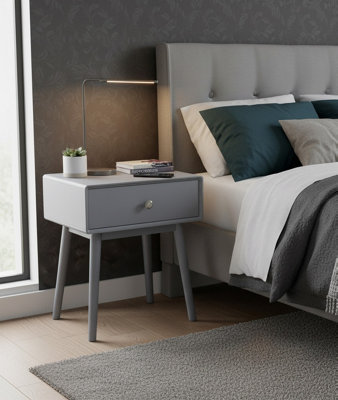 Aspect Furniture Niva Bedside Table With One Drawer ,grey from B&Q