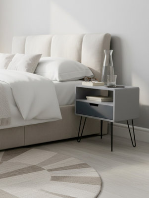 Aspect Furniture Viola Hairpin Leg Side Table With DrawerGrey from B&Q