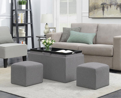Aspect Furniture Carey Storage Bench With 2 Side Ottomans,grey Linen from B&Q