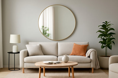 Aspect Furniture Studio Round Wood Accent Wall Mirror/vanity Mirror/bathroom MirrorGold80.5 Dia Cm from B&Q