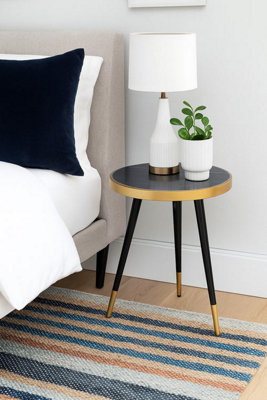 Aspect Furniture Gallieni Round Genuine Marble End Table,black from B&Q