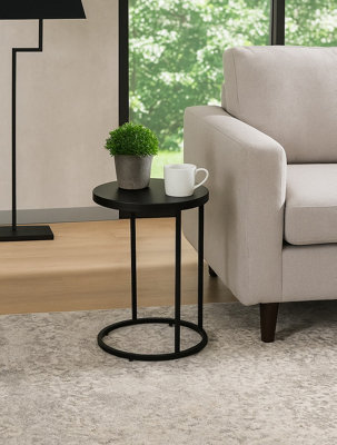 Aspect Furniture Paloma Round Side/end TableMatte Black Tops And Base from B&Q