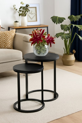 Aspect Furniture Paloma Set Of 2 Round Nesting TableMatte Black Tops And Black Base from B&Q