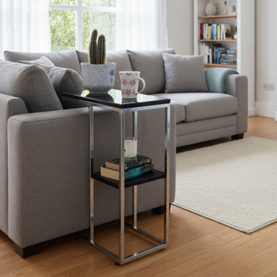Aspect Furniture Bellini C Shaped Table With Shelf-Black from B&Q
