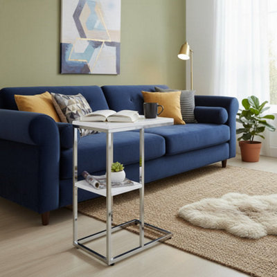 Aspect Furniture Bellini C Shaped Table With Shelf-White from B&Q