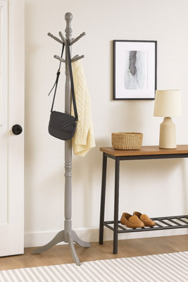 Aspect Furniture Cleo Wooden Coat Stand With 9 Hooks-Solid Wood In Grey Finish from B&Q