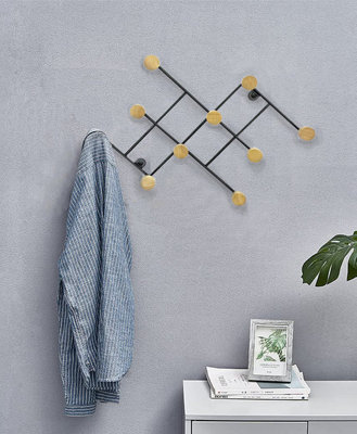 Aspect Furniture Wall Mounted Coat Rack /hanger,10 Wooden Hooks from B&Q