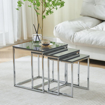 Aspect Furniture Murano Gloss Set Of 3 Nesting Tables,grey from B&Q