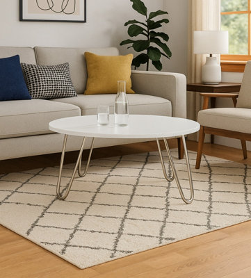 Aspect Furniture Brockton Round Manufactured Wood Coffee Table ,white/chrome from B&Q
