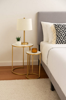 Aspect Furniture Monti Marble Round Nest Of 2 Tables In White With Gold Metal Bases from B&Q