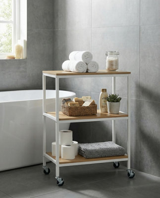 Aspect Furniture 3 Tiers Storage Trolley On Wheels With Wooden Shelves from B&Q