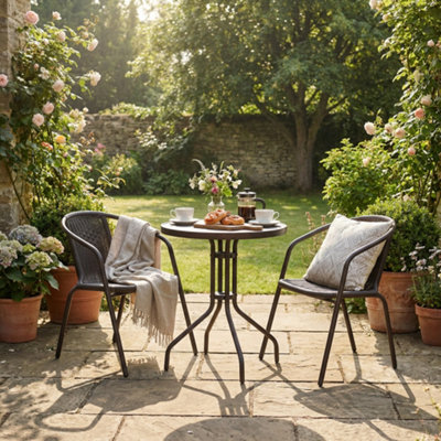 Aspect Furniture Eden 3 Pieces Rattan Bistro Set ,brown from B&Q