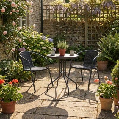 Aspect Furniture Eden 3 Pieces Rattan Bistro Set ,grey from B&Q