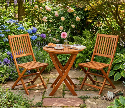 Aspect Furniture Katie 100% Fsc Acacia Wood Folding Garden Balcony 3 Pieces Bistro Set from B&Q