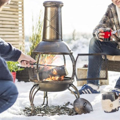 La Hacienda 56156 Leon Medium Chimenea Chiminea Mesh Bronze Steel Garden Heater from B&Q