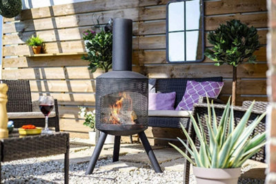 La Hacienda Santana Chimenea Fireplace Firepit Perforated Steel Garden Heater from B&Q