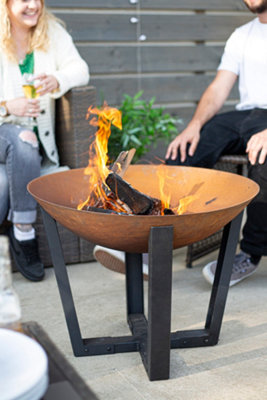 La Hacienda Icarus Oxidised Cast Iron Firepit With Steel Legs50Cm X 66CmNatural Rusted & Black from B&Q