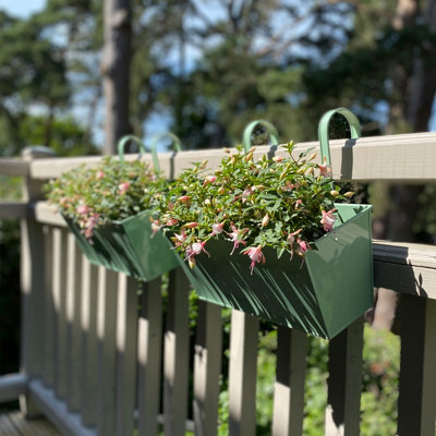 B&Q -  Sage Green Balcony Hanging Planters (Set Of 2)