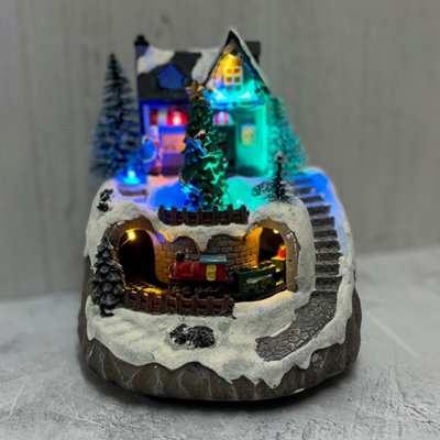 Selections Christmas Village Scene Ornament With Lights Moving Train And Sound from B&Q