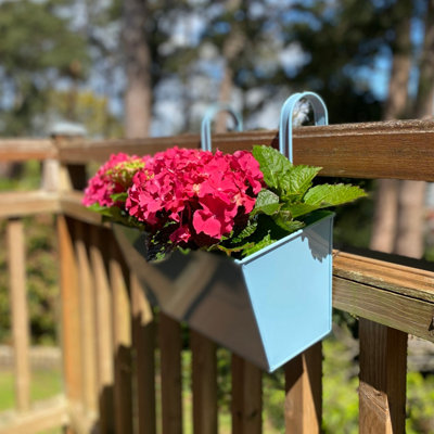 B&Q -  Duck Egg Blue Garden Balcony Hanging Planters (Set Of 2)