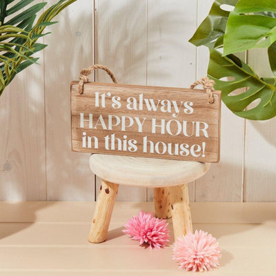 Langs Wooden Drink Plaque Happy Hour Sign from B&Q