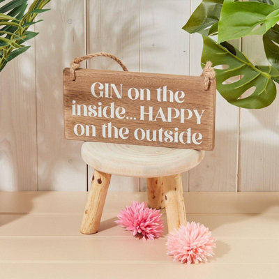 Langs Wooden Drink Plaque Gin On The Inside Sign from B&Q