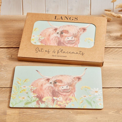 Langs Set Of 4 Highland Cow Table Placemats from B&Q