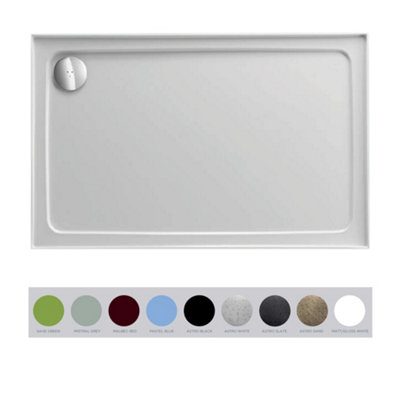 Just Trays Jt Fusion Rectangular Double Skinnedfull Anti Slip Acrylic Stone Resin Shower Tray With 90mm Waste 1200X900mm White Finish from B&Q
