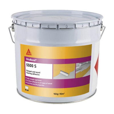 Sika Sikabond 5500S Parquet & Wood Flooring Adhesive 16Kg TubSolvent-BasedHigh-Strength FormulaSandable Finish from B&Q