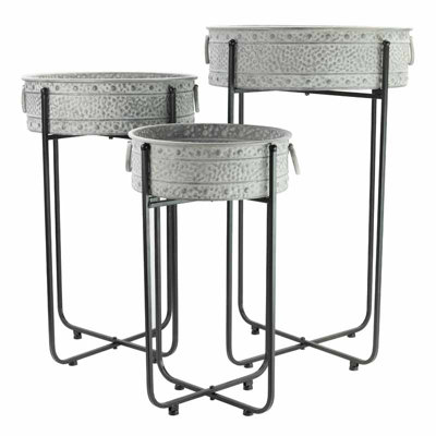 B&Q -  Low Planter With StandSet Of 3L47 X W47 X H76 CmAntique Galvanized