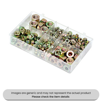 Mehr Zinc Plated Mini Steel Nuts Metric M4-M12 Assorted Box 300Pcs from B&Q
