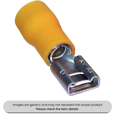 Mehr Female Yellow Spade Terminals & Connectors 6.3mm Pack Of 50 from B&Q