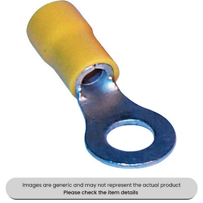 Mehr Yellow Ring Terminals & Connectors 6.4mm Pack Qty 50